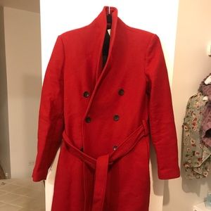 Vintage-style Red Brick color Wool Coat-perfect for fall and early winter.